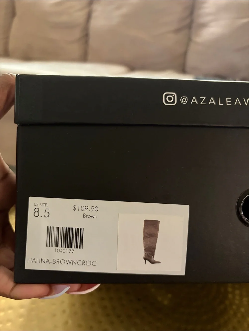 AZALEA WANG HALINA BROWN CROC STILETTO BOOT